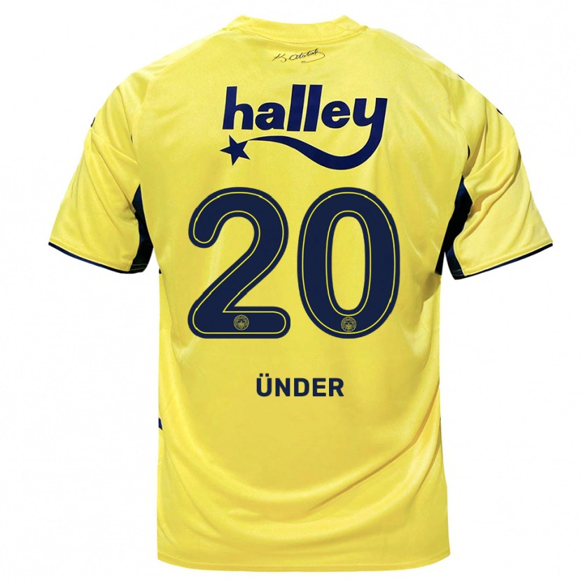 Danxen Mænd Cengiz Ünder #20 Gul Mørkeblå Udebane Spillertrøjer 2025/26 Trøje T-Shirt
