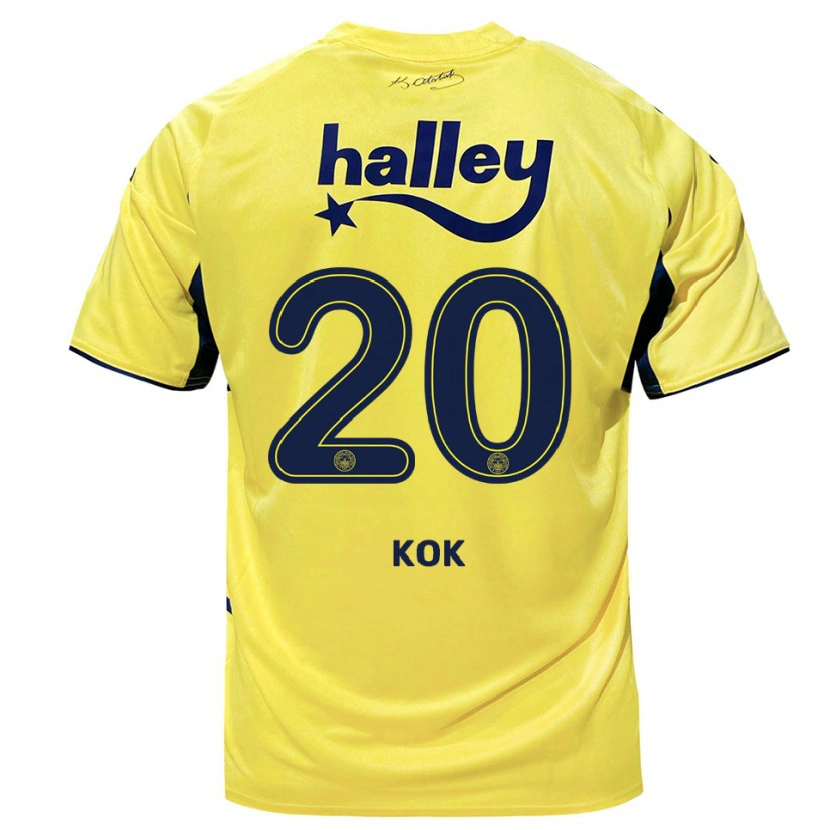 Danxen Mænd Serhan Kök #20 Gul Mørkeblå Udebane Spillertrøjer 2025/26 Trøje T-Shirt