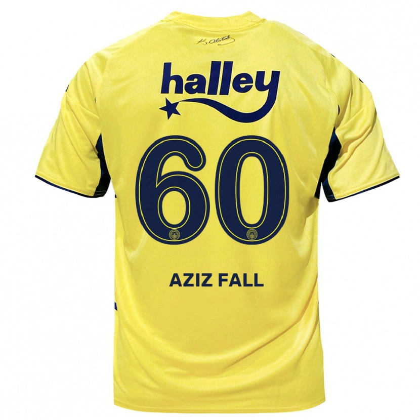 Danxen Mænd Abdou Aziz Fall #60 Gul Mørkeblå Udebane Spillertrøjer 2025/26 Trøje T-Shirt