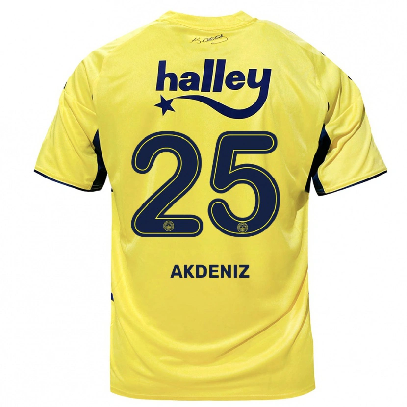 Danxen Mænd Zeynep Akdeniz #25 Gul Mørkeblå Udebane Spillertrøjer 2025/26 Trøje T-Shirt