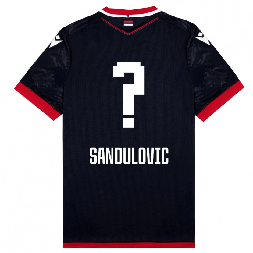 Danxen Mænd Uros Sandulovic #0 Sort Rød Udebane Spillertrøjer 2025/26 Trøje T-Shirt