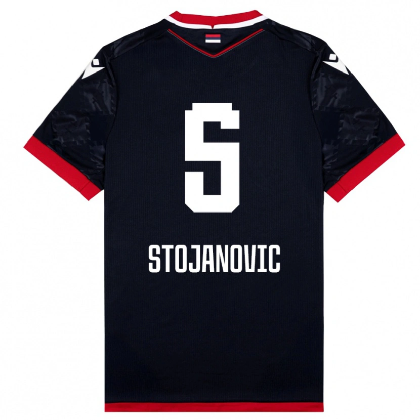Danxen Mænd Viktor Stojanovic #5 Sort Rød Udebane Spillertrøjer 2025/26 Trøje T-Shirt