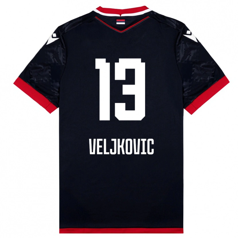Danxen Mænd Milos Veljkovic #13 Sort Rød Udebane Spillertrøjer 2025/26 Trøje T-Shirt