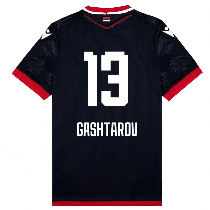 Danxen Mænd Matej Gashtarov #13 Sort Rød Udebane Spillertrøjer 2025/26 Trøje T-Shirt