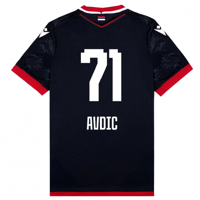 Danxen Mænd Adem Avdic #71 Sort Rød Udebane Spillertrøjer 2025/26 Trøje T-Shirt