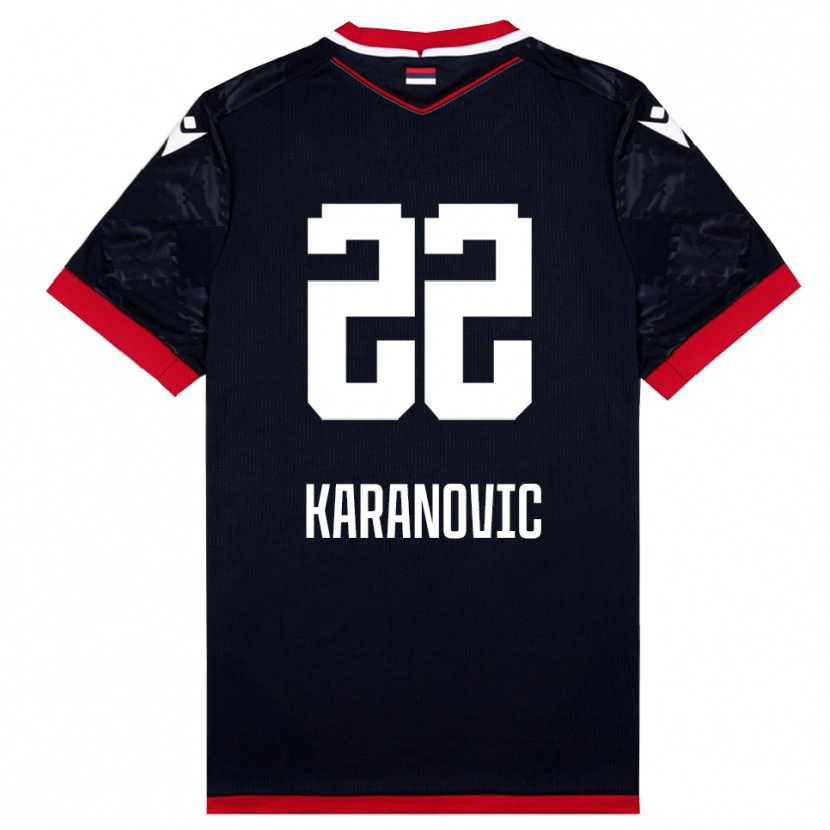 Danxen Mænd Danilo Karanovic #22 Sort Rød Udebane Spillertrøjer 2025/26 Trøje T-Shirt