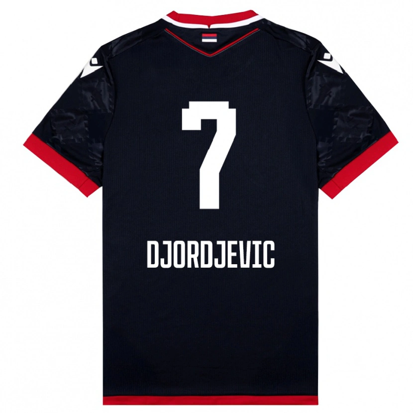 Danxen Mænd Uros Djordjevic #7 Sort Rød Udebane Spillertrøjer 2025/26 Trøje T-Shirt