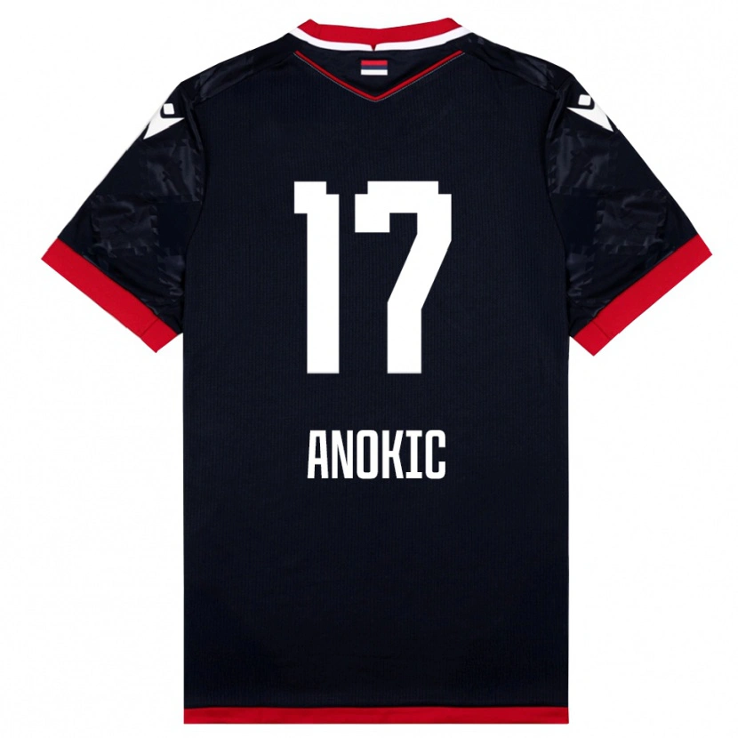 Danxen Mænd Dragan Anokic #17 Sort Rød Udebane Spillertrøjer 2025/26 Trøje T-Shirt