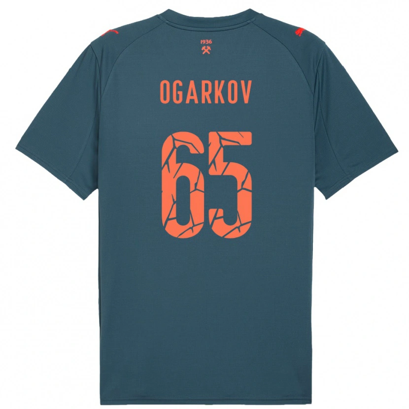 Danxen Mænd Mykola Ogarkov #65 Mørkeblå Rød Udebane Spillertrøjer 2025/26 Trøje T-Shirt