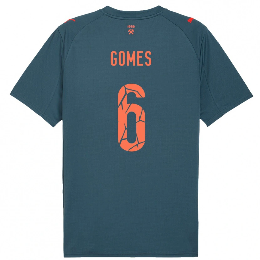 Danxen Mænd Marlon Gomes #6 Mørkeblå Rød Udebane Spillertrøjer 2025/26 Trøje T-Shirt