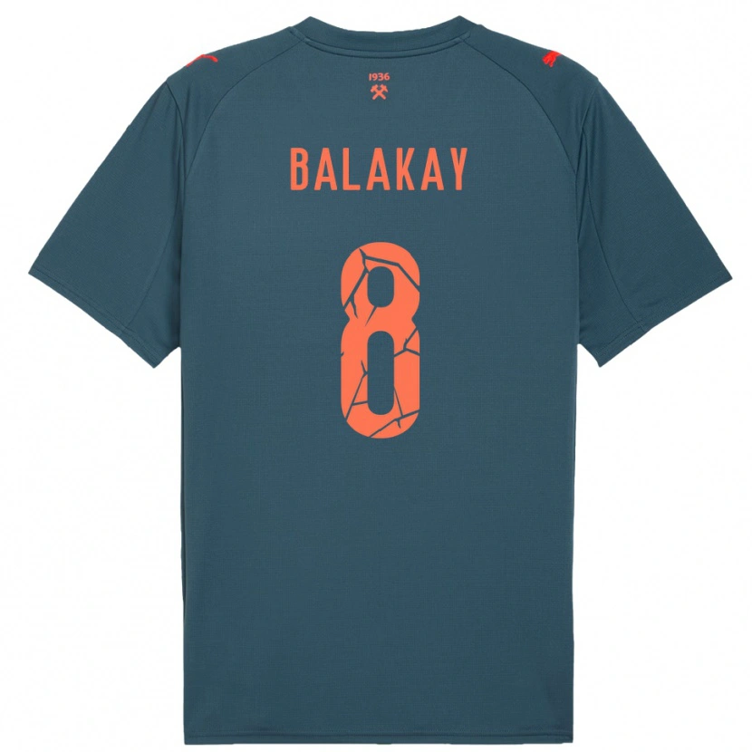 Danxen Mænd Oleksandr Balakay #8 Mørkeblå Rød Udebane Spillertrøjer 2025/26 Trøje T-Shirt