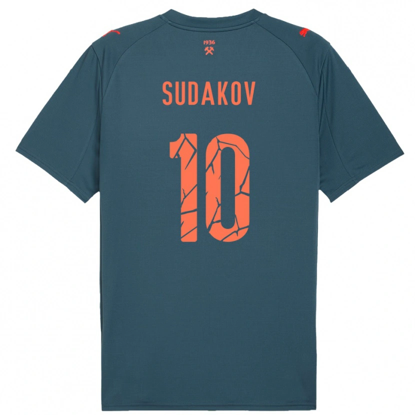 Danxen Mænd Georgiy Sudakov #10 Mørkeblå Rød Udebane Spillertrøjer 2025/26 Trøje T-Shirt