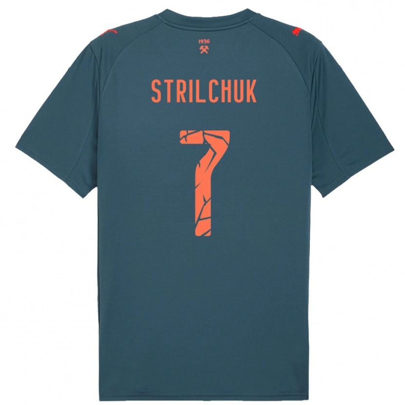 Danxen Mænd Dmytro Strilchuk #7 Mørkeblå Rød Udebane Spillertrøjer 2025/26 Trøje T-Shirt