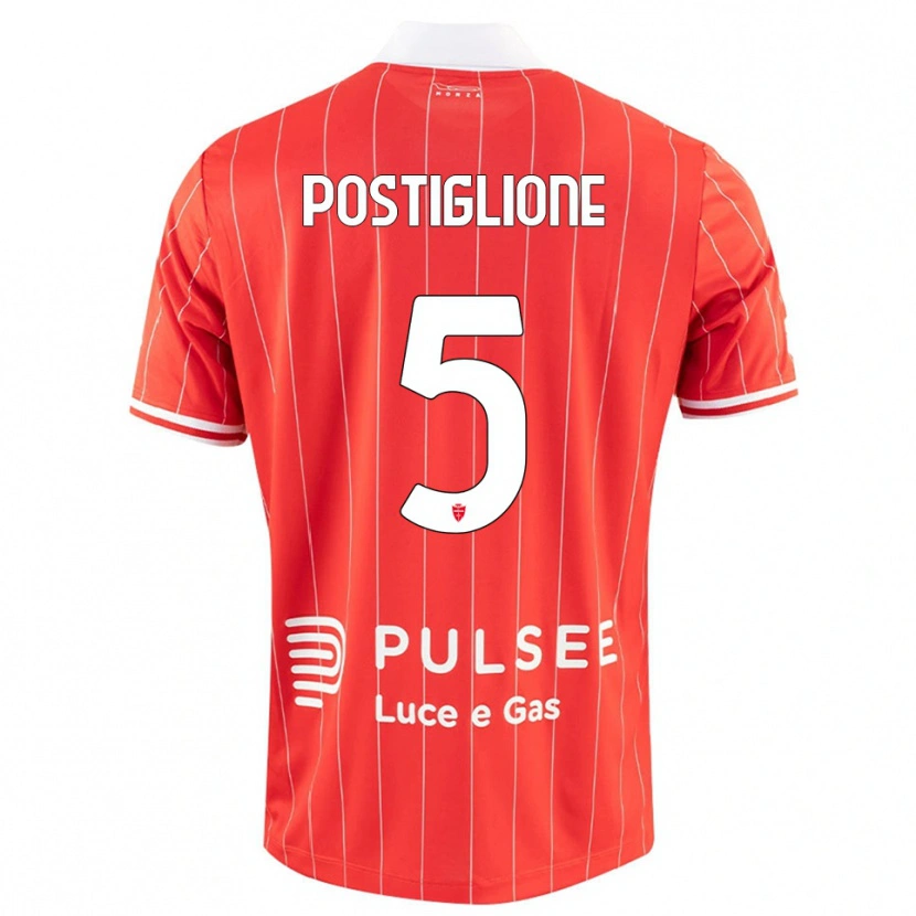 Danxen Kvinder Nicolò Postiglione #5 Rød Hvid Hjemmebane Spillertrøjer 2025/26 Trøje T-Shirt