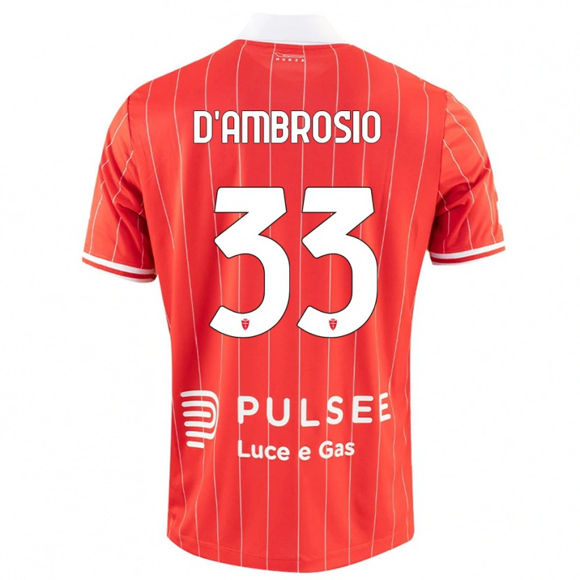 Danxen Kvinder Danilo D'ambrosio #33 Rød Hvid Hjemmebane Spillertrøjer 2025/26 Trøje T-Shirt