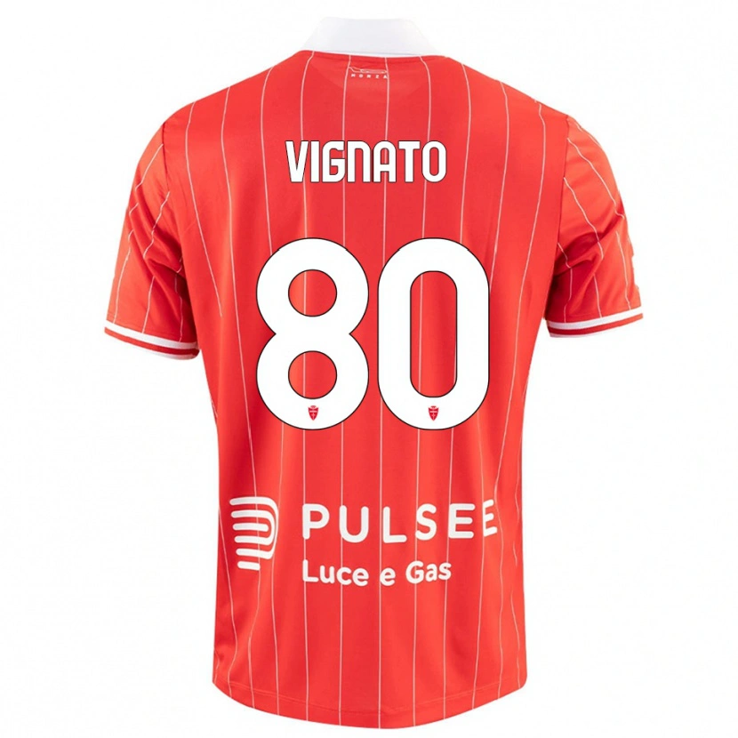 Danxen Kvinder Samuele Vignato #80 Rød Hvid Hjemmebane Spillertrøjer 2025/26 Trøje T-Shirt