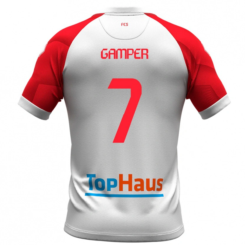 Danxen Kvinder Hannes Gamper #7 Hvid Rød Hjemmebane Spillertrøjer 2025/26 Trøje T-Shirt