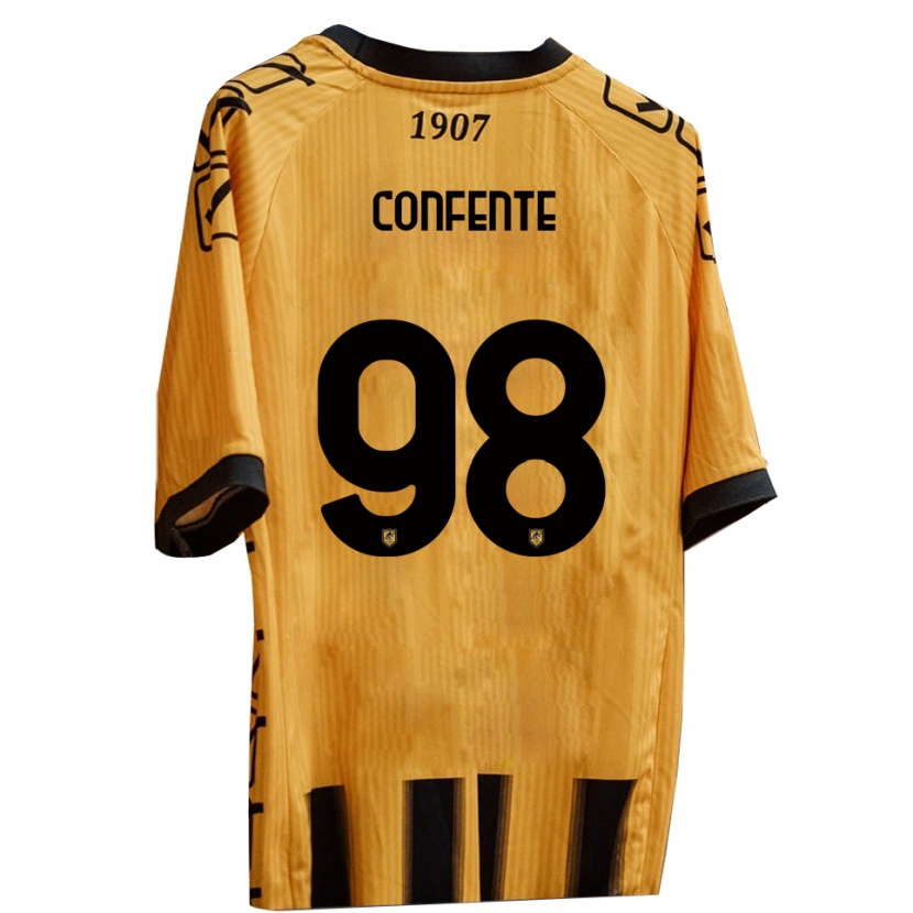 Danxen Kvinder Alessandro Confente #98 Gul Sort Hjemmebane Spillertrøjer 2025/26 Trøje T-Shirt