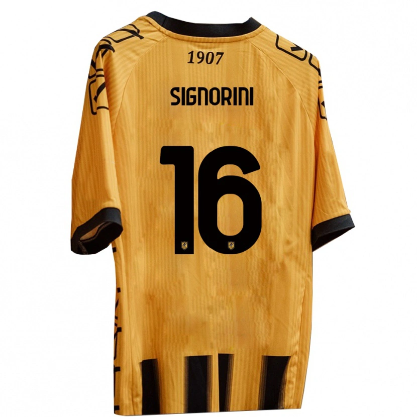 Danxen Kvinder Alessandro Signorini #16 Gul Sort Hjemmebane Spillertrøjer 2025/26 Trøje T-Shirt