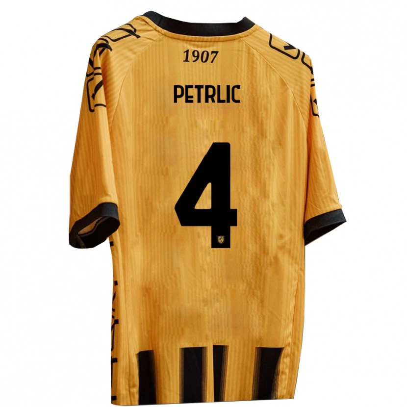 Danxen Kvinder Vincenzo Petrlic #4 Gul Sort Hjemmebane Spillertrøjer 2025/26 Trøje T-Shirt