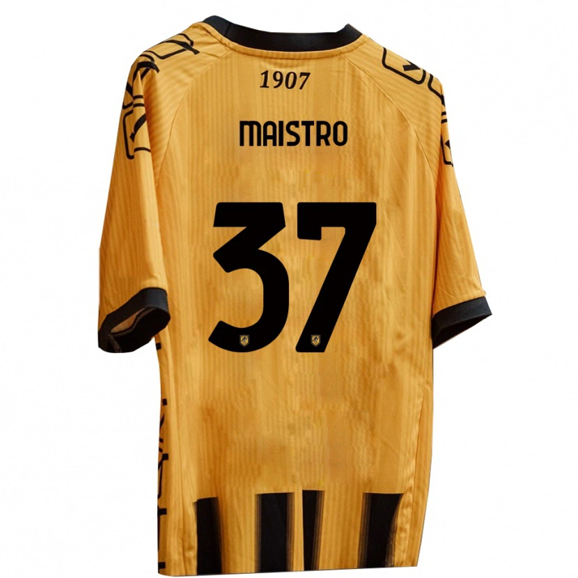 Danxen Kvinder Fabio Maistro #37 Gul Sort Hjemmebane Spillertrøjer 2025/26 Trøje T-Shirt