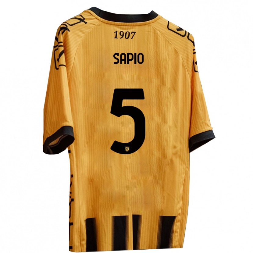 Danxen Kvinder Jacopo Sapio #5 Gul Sort Hjemmebane Spillertrøjer 2025/26 Trøje T-Shirt