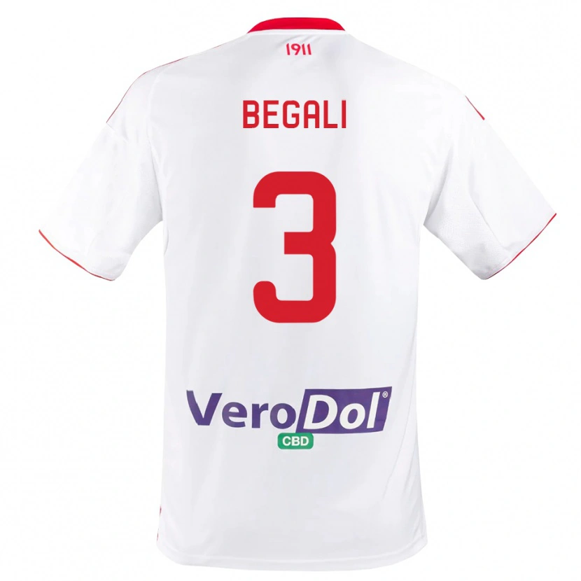 Danxen Kvinder Pietro Begali #3 Hvid Rød Hjemmebane Spillertrøjer 2025/26 Trøje T-Shirt
