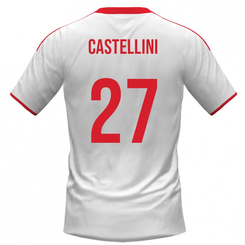 Danxen Kvinder Alessio Castellini #27 Hvid Rød Hjemmebane Spillertrøjer 2025/26 Trøje T-Shirt