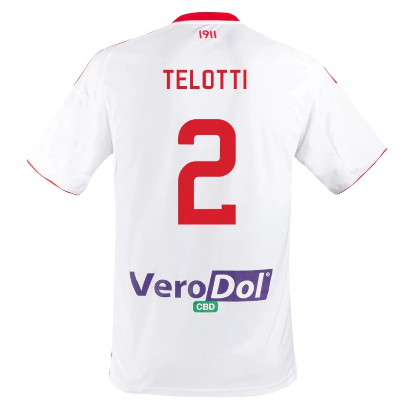 Danxen Kvinder Giacomo Telotti #2 Hvid Rød Hjemmebane Spillertrøjer 2025/26 Trøje T-Shirt