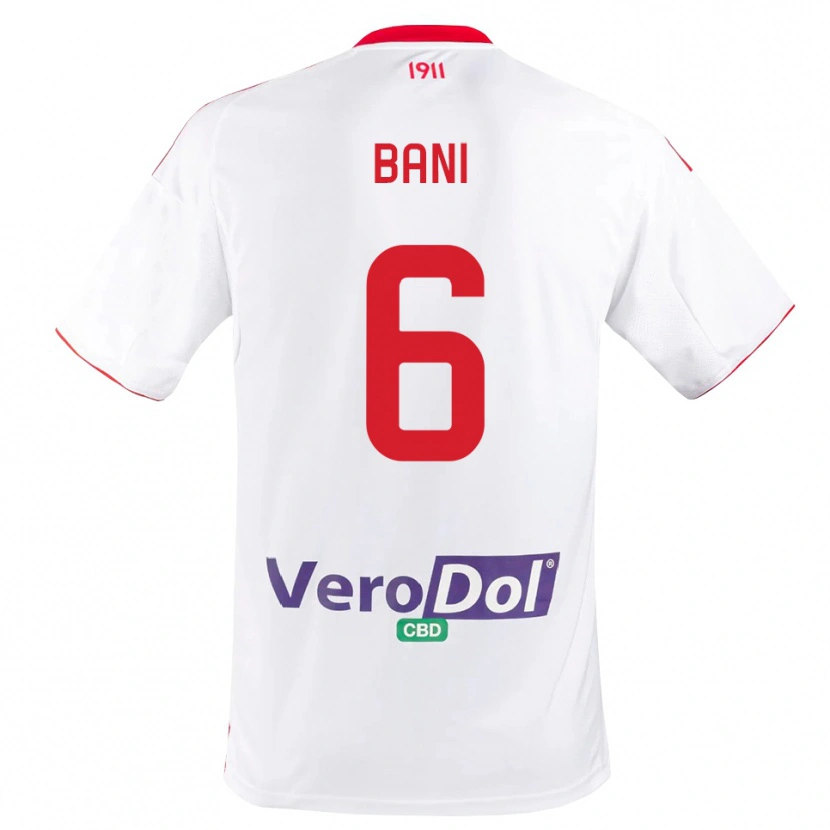 Danxen Kvinder Cristiano Bani #6 Hvid Rød Hjemmebane Spillertrøjer 2025/26 Trøje T-Shirt
