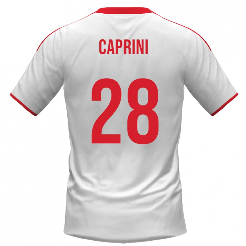 Danxen Kvinder Maat Daniel Caprini #28 Hvid Rød Hjemmebane Spillertrøjer 2025/26 Trøje T-Shirt