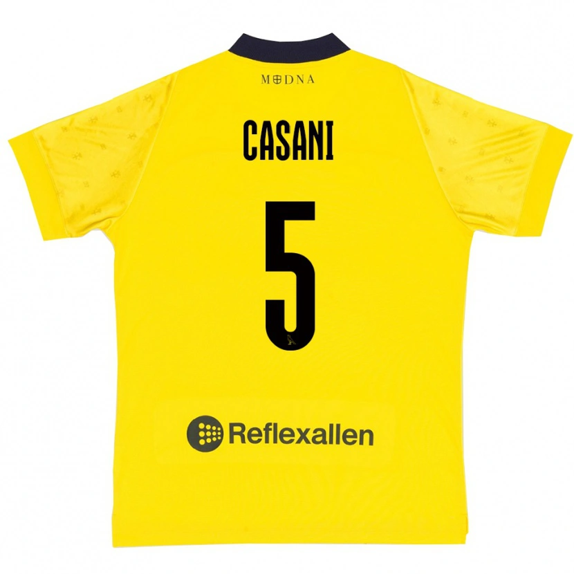 Danxen Kvinder Iacopo Casani #5 Gul Mørkeblå Hjemmebane Spillertrøjer 2025/26 Trøje T-Shirt