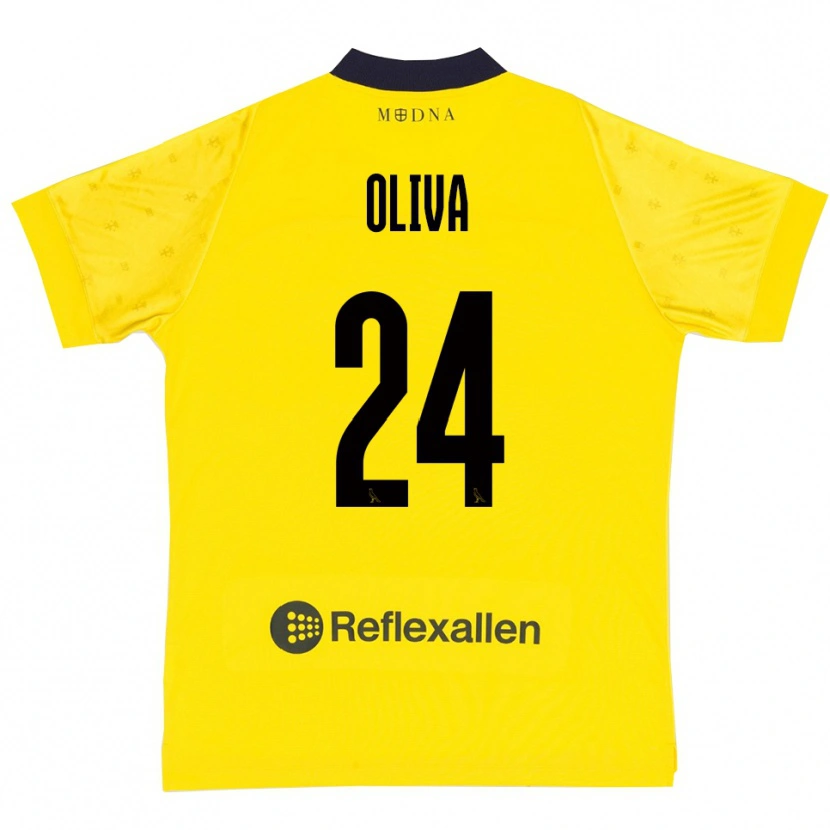Danxen Kvinder Marco Oliva #24 Gul Mørkeblå Hjemmebane Spillertrøjer 2025/26 Trøje T-Shirt