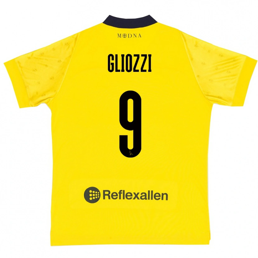 Danxen Kvinder Ettore Gliozzi #9 Gul Mørkeblå Hjemmebane Spillertrøjer 2025/26 Trøje T-Shirt