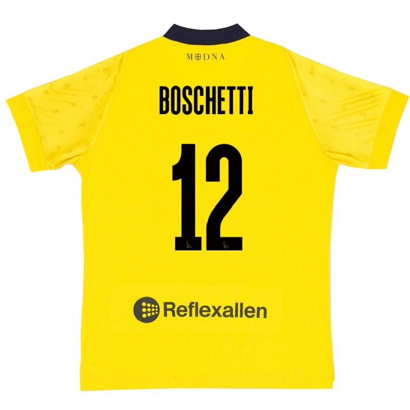 Danxen Kvinder Matteo Boschetti #12 Gul Mørkeblå Hjemmebane Spillertrøjer 2025/26 Trøje T-Shirt