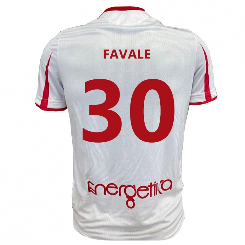 Danxen Kvinder Giulio Favale #30 Hvid Rød Hjemmebane Spillertrøjer 2025/26 Trøje T-Shirt