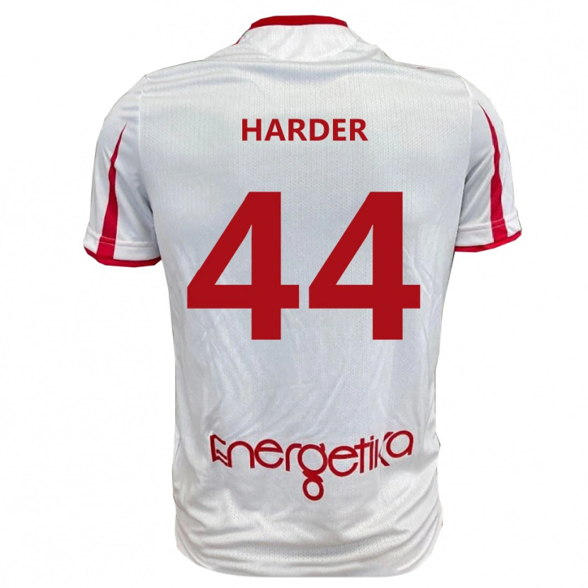 Danxen Kvinder Jonas Harder #44 Hvid Rød Hjemmebane Spillertrøjer 2025/26 Trøje T-Shirt