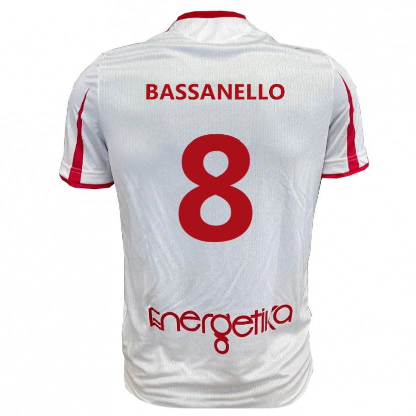Danxen Kvinder Davide Bassanello #8 Hvid Rød Hjemmebane Spillertrøjer 2025/26 Trøje T-Shirt