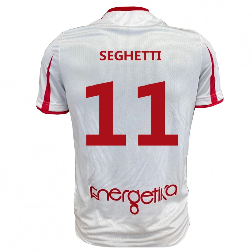 Danxen Kvinder Alessandro Seghetti #11 Hvid Rød Hjemmebane Spillertrøjer 2025/26 Trøje T-Shirt