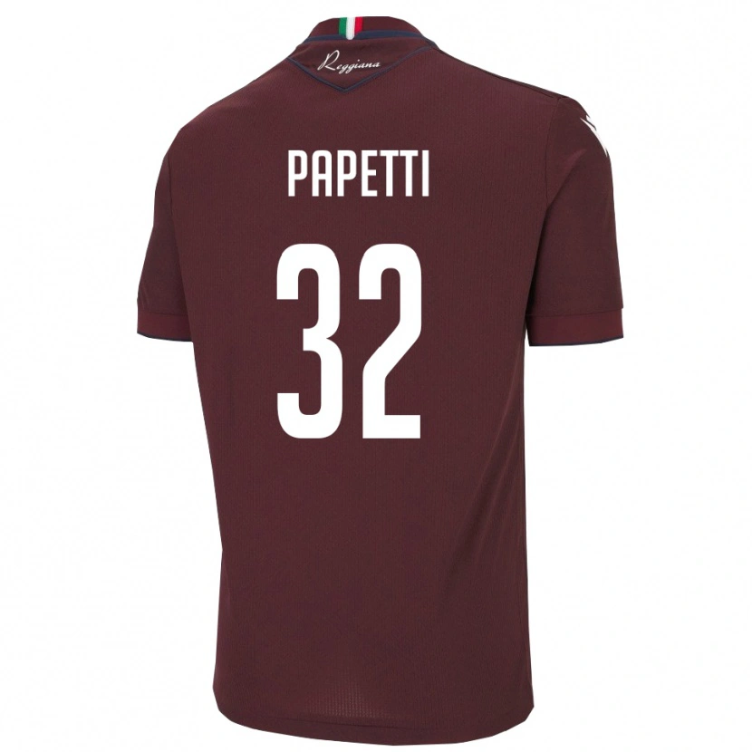 Danxen Kvinder Andrea Papetti #32 Burgunder Hvid Hjemmebane Spillertrøjer 2025/26 Trøje T-Shirt