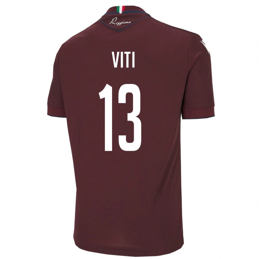 Danxen Kvinder Jacopo Viti #13 Burgunder Hvid Hjemmebane Spillertrøjer 2025/26 Trøje T-Shirt