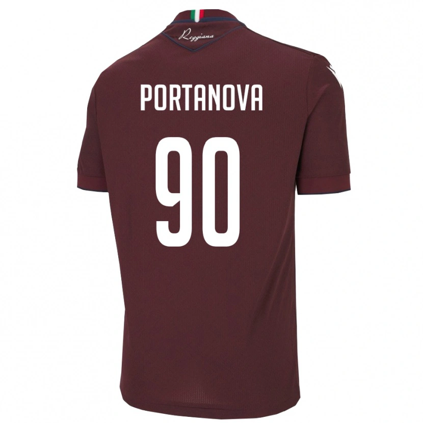 Danxen Kvinder Manolo Portanova #90 Burgunder Hvid Hjemmebane Spillertrøjer 2025/26 Trøje T-Shirt