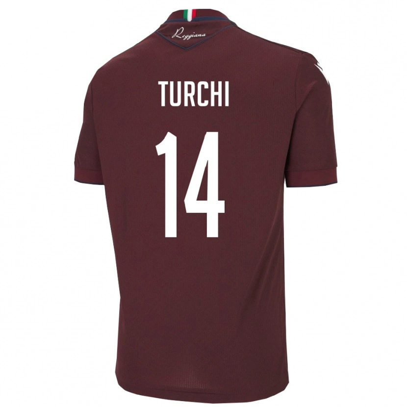 Danxen Kvinder Nicolò Turchi #14 Burgunder Hvid Hjemmebane Spillertrøjer 2025/26 Trøje T-Shirt
