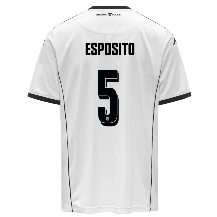 Danxen Kvinder Salvatore Esposito #5 Hvid Sort Hjemmebane Spillertrøjer 2025/26 Trøje T-Shirt