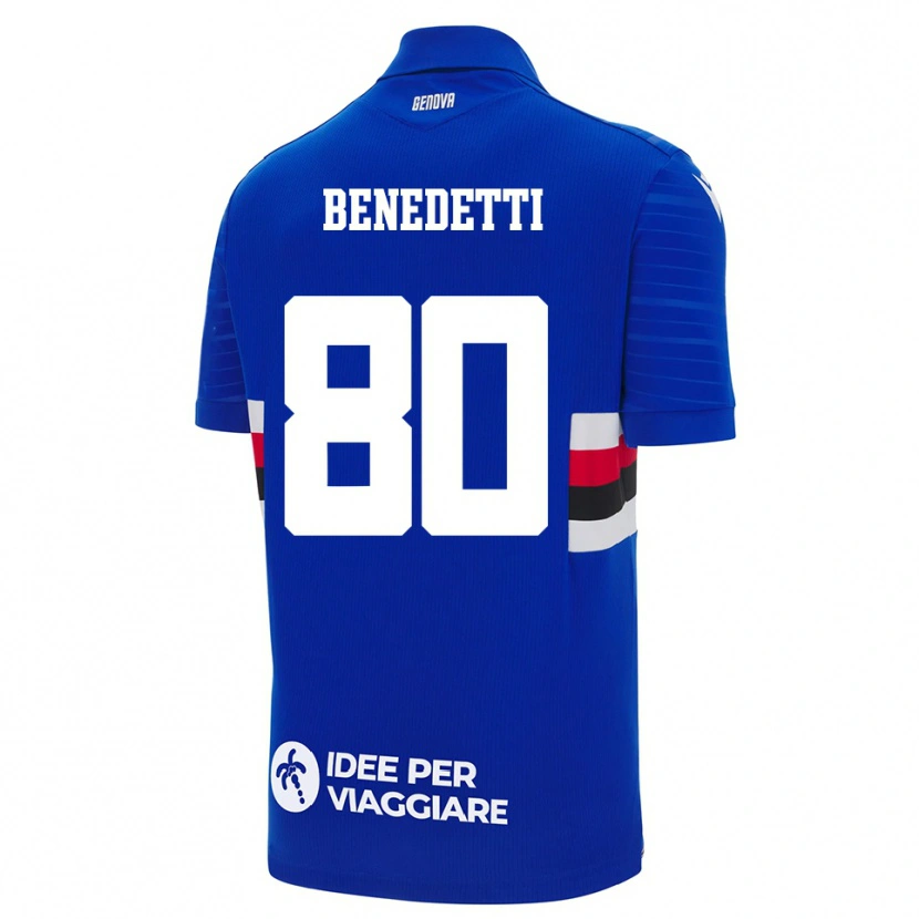 Danxen Kvinder Leonardo Benedetti #80 Blå Hvid Hjemmebane Spillertrøjer 2025/26 Trøje T-Shirt