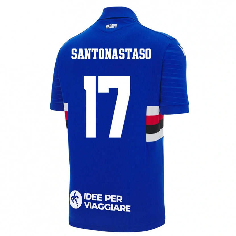 Danxen Kvinder Vincenzo Santonastaso #17 Blå Hvid Hjemmebane Spillertrøjer 2025/26 Trøje T-Shirt