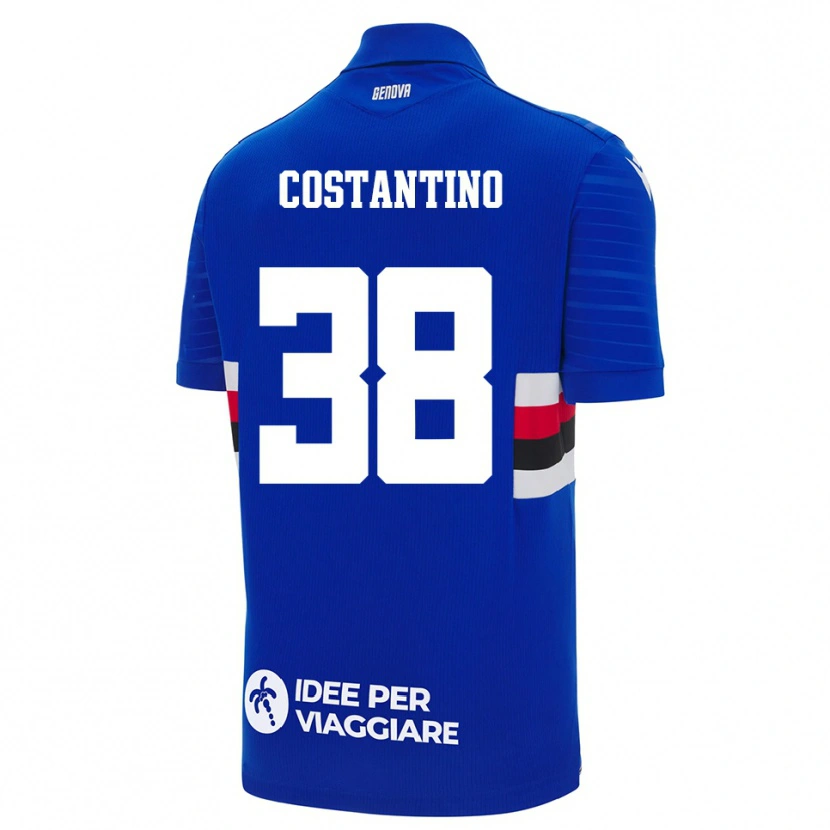 Danxen Kvinder Lorenzo Costantino #38 Blå Hvid Hjemmebane Spillertrøjer 2025/26 Trøje T-Shirt