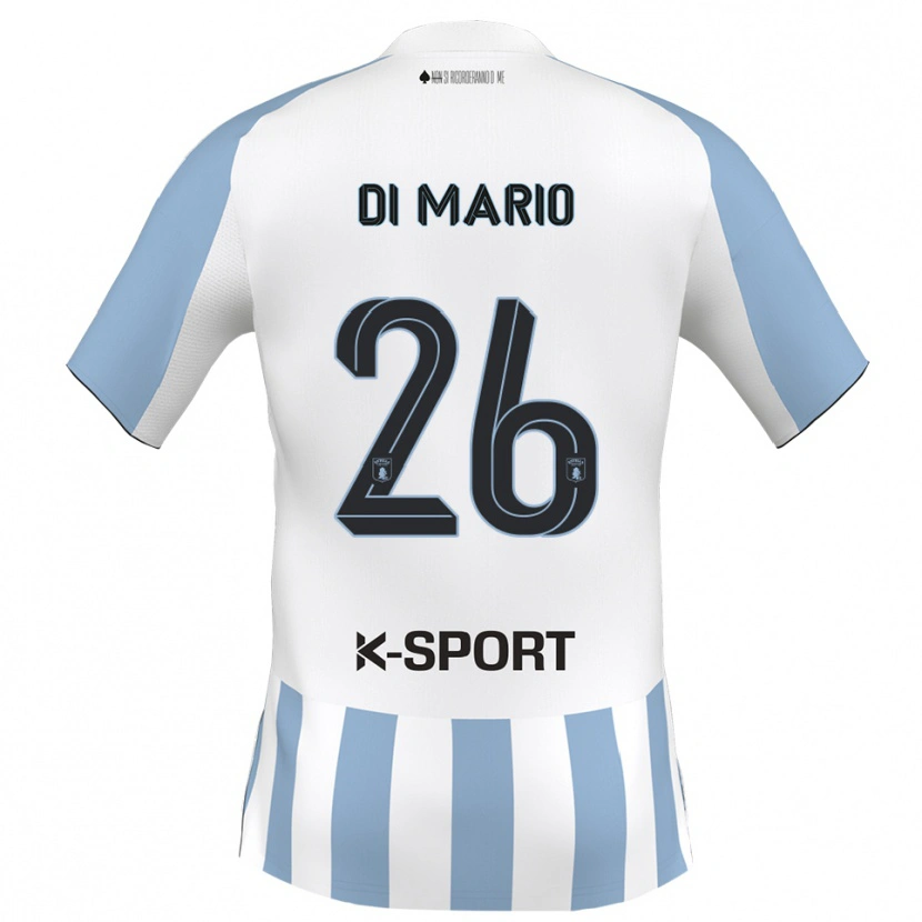 Danxen Kvinder Stefano Di Mario #26 Hvid Himmelblå Hjemmebane Spillertrøjer 2025/26 Trøje T-Shirt