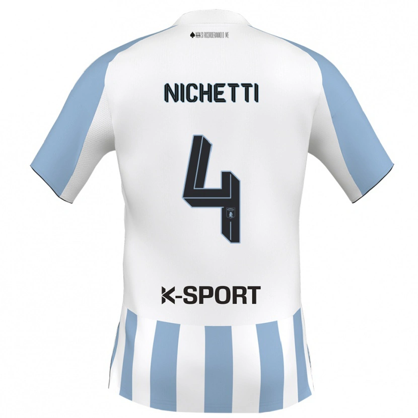 Danxen Kvinder Marco Nichetti #4 Hvid Himmelblå Hjemmebane Spillertrøjer 2025/26 Trøje T-Shirt