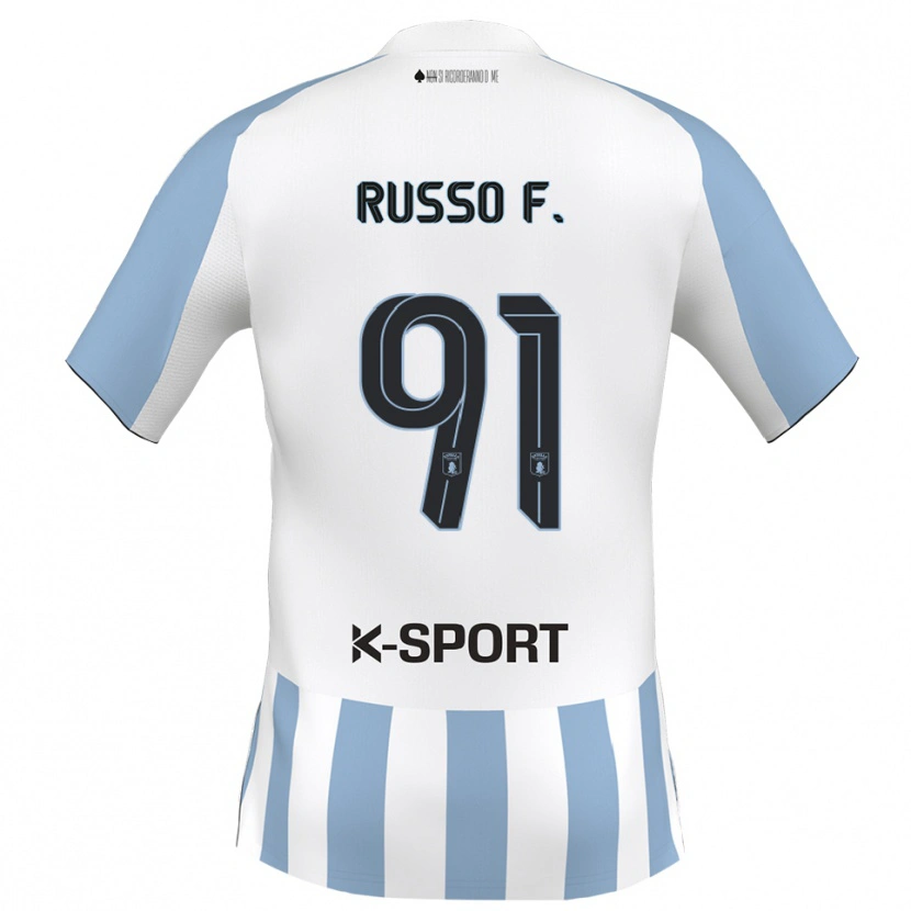 Danxen Kvinder Flavio Russo #91 Hvid Himmelblå Hjemmebane Spillertrøjer 2025/26 Trøje T-Shirt
